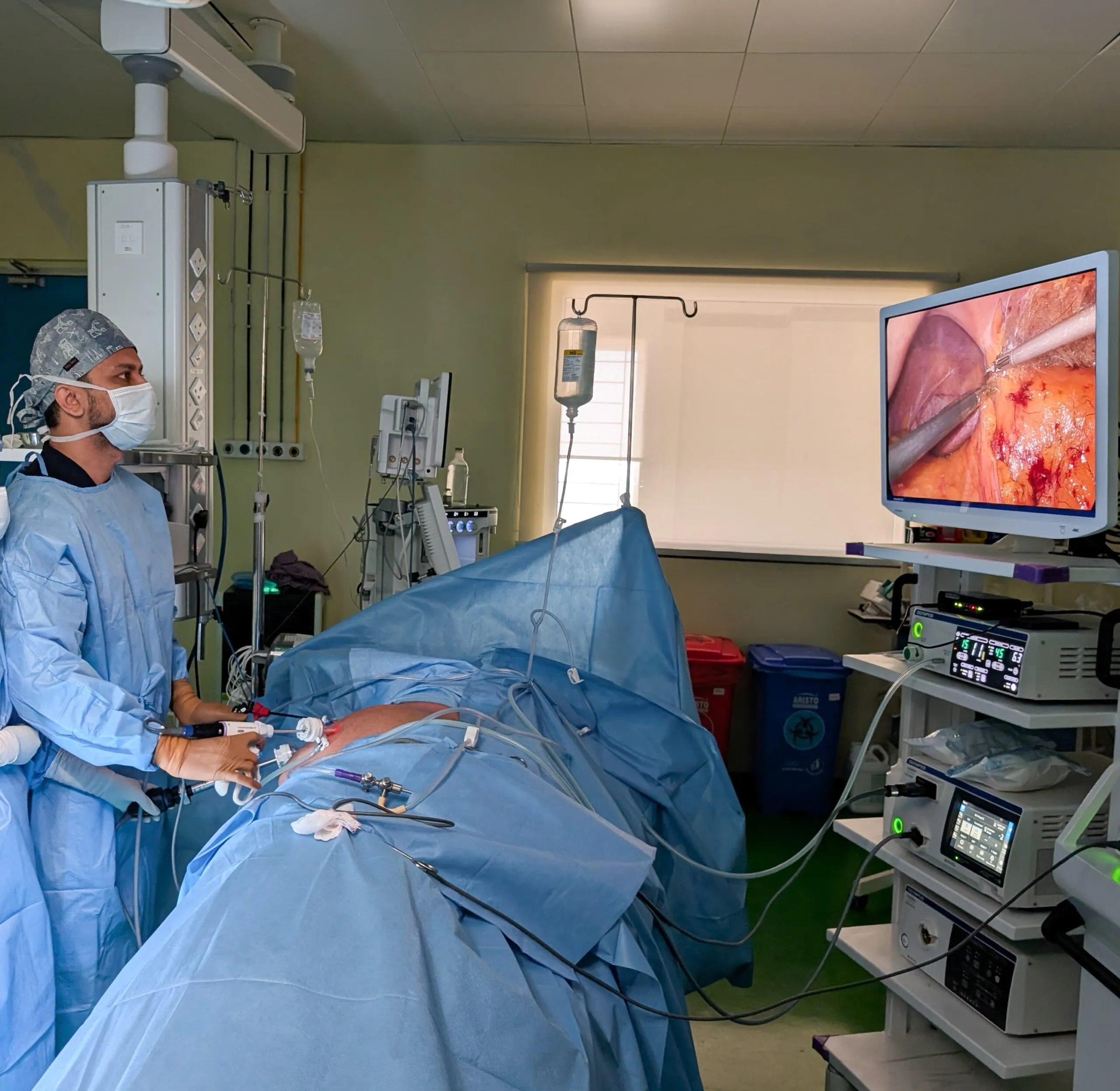 Team doing surgical procedure