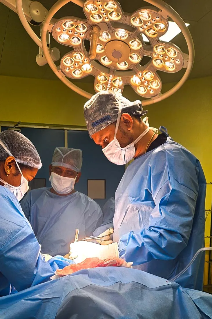 Team doing surgical procedure